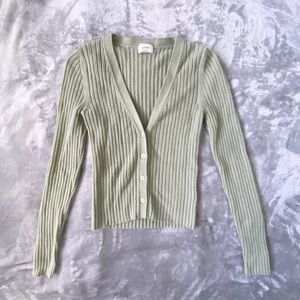 Aritzia Wilfred Manila Cardigan Sweater in Pastel Sage Green